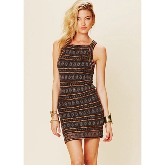 Free People Valkyrie Crochet Leather Mini Dress - Picture 1 of 9